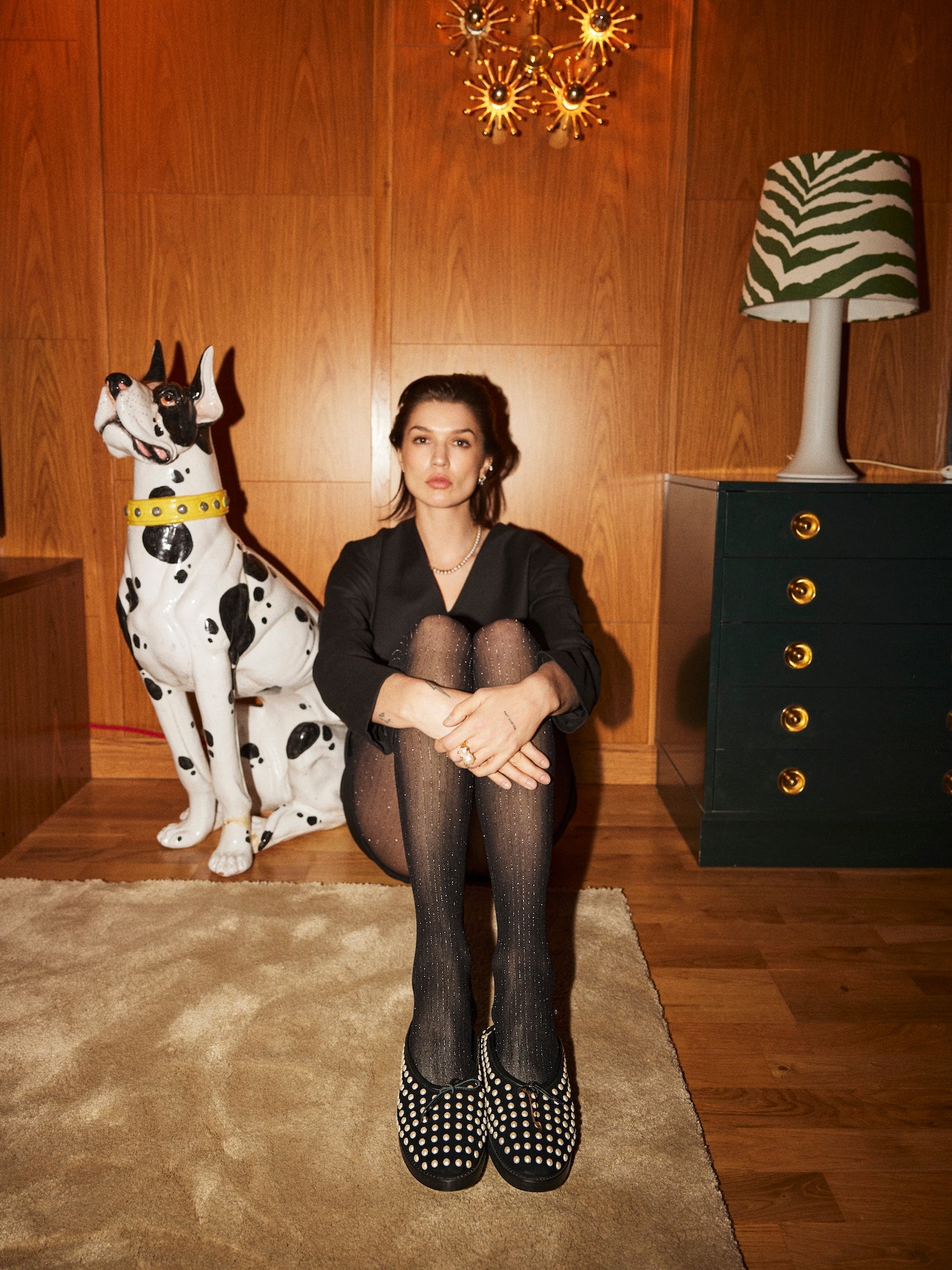 Blankens The Coco Flat Black Suede and Pearls ballerina