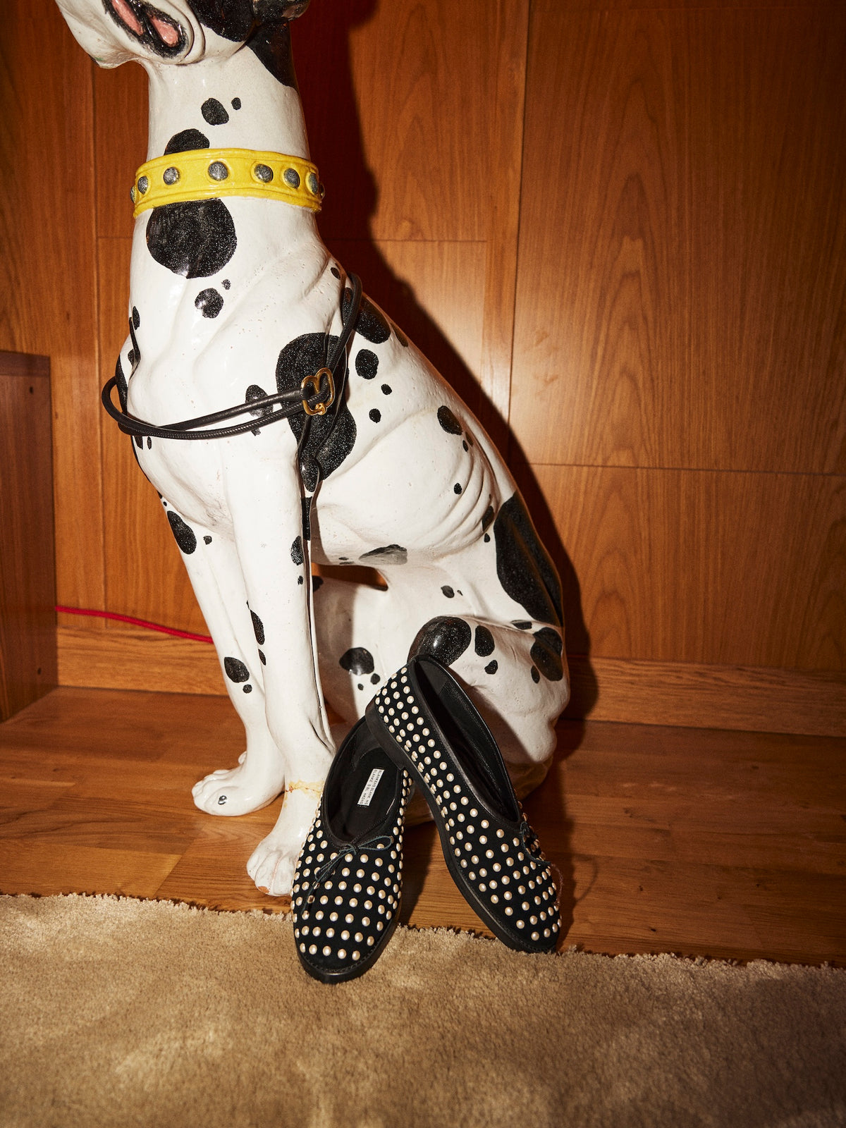 Blankens The Coco Flat Black Suede and Pearls ballerina