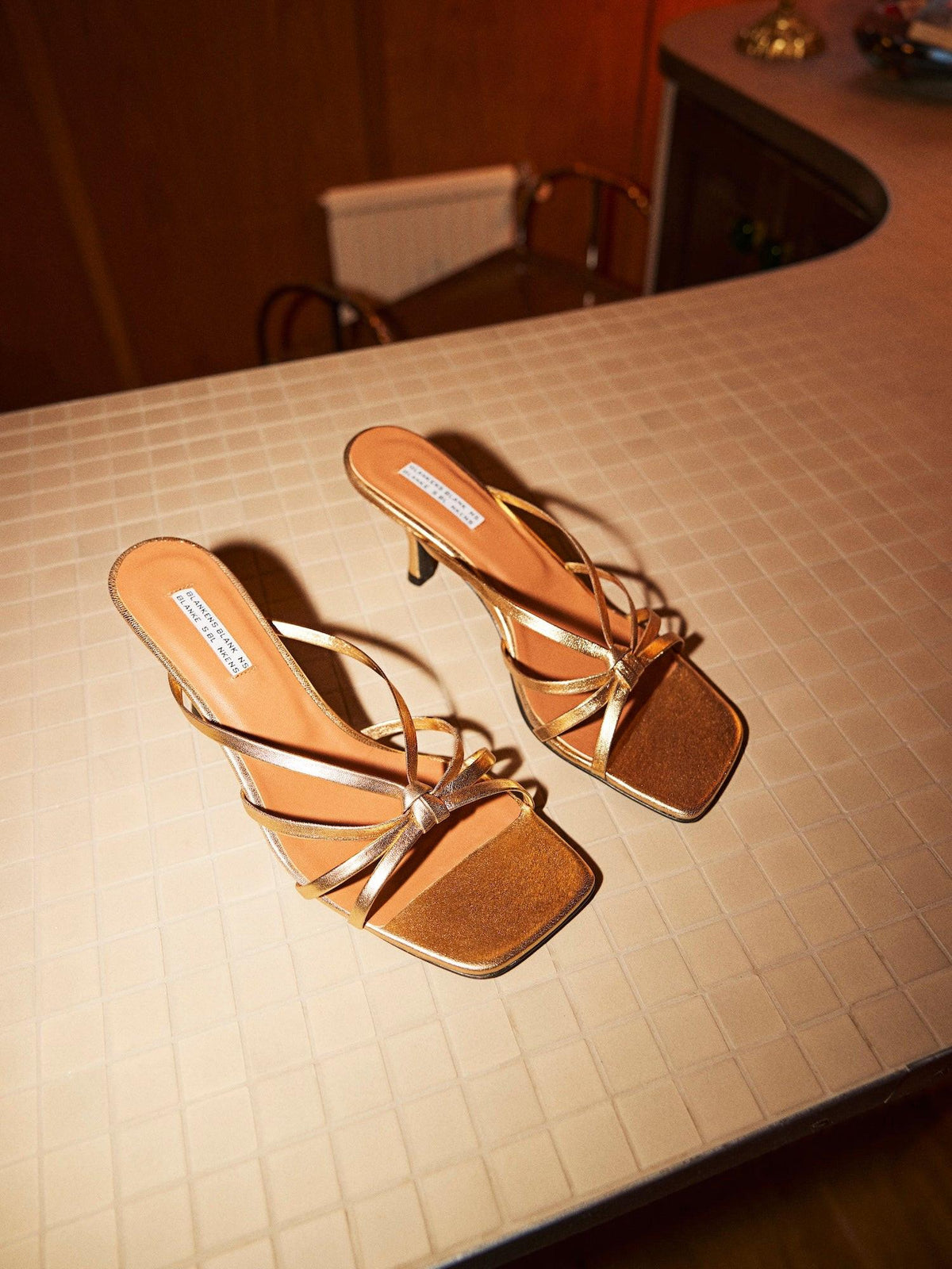 Blankens The Jennie Gold leather heels