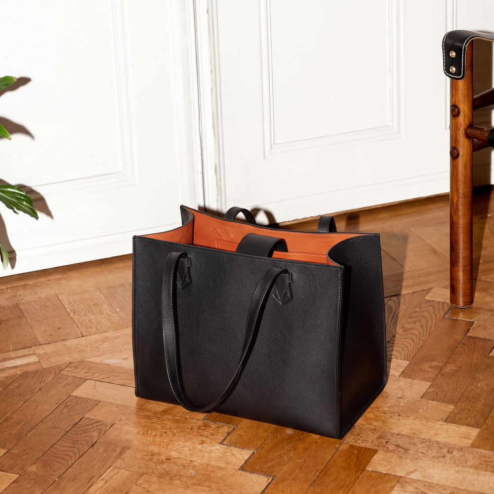 The Martha Black Leather with Terracotta Lining