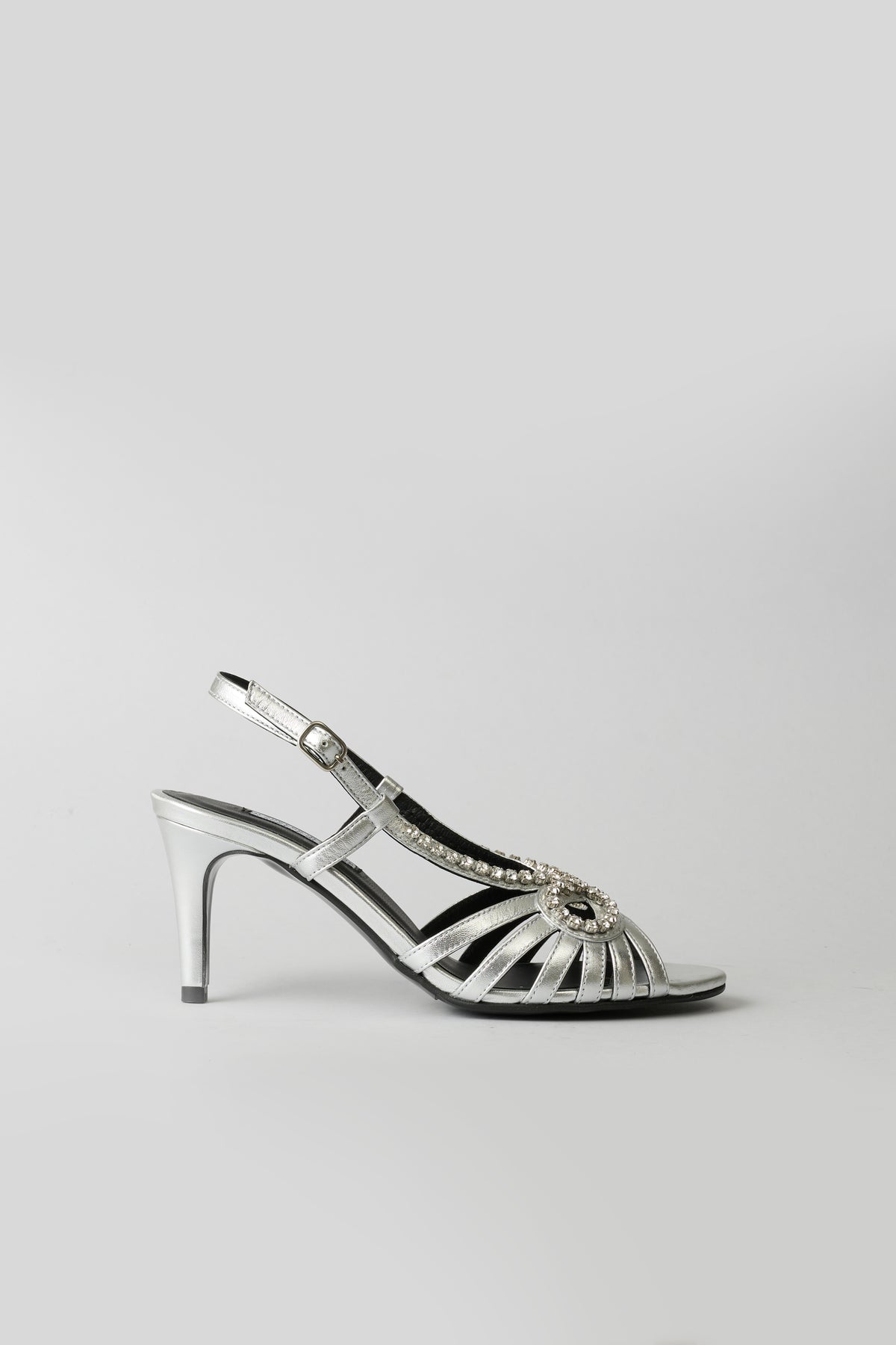 The Julia Silver Leather with Rhinestone Bow