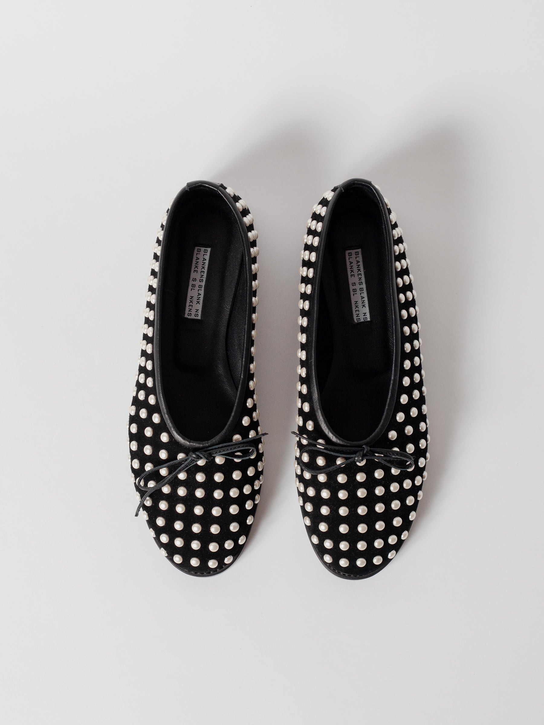 THE COCO FLAT BLACK SUEDE AND PEARLS