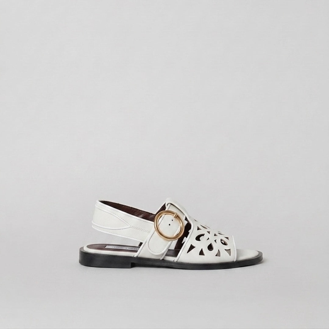 THE PALERMO WHITE LEATHER LACE CUTOUT