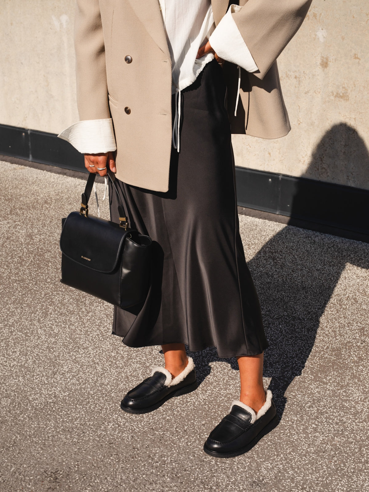 The Celeste Shearling Black Leather