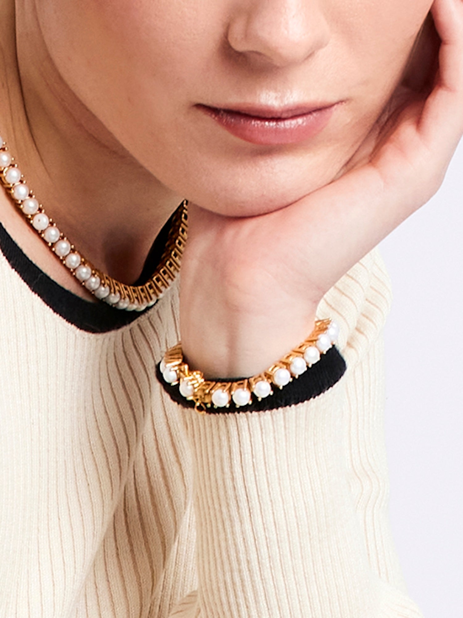 PEARL AND GOLD TENNIS BRACELET