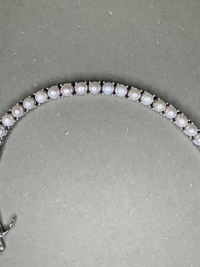 Blankens Pearl Silver Tennis Bracelet