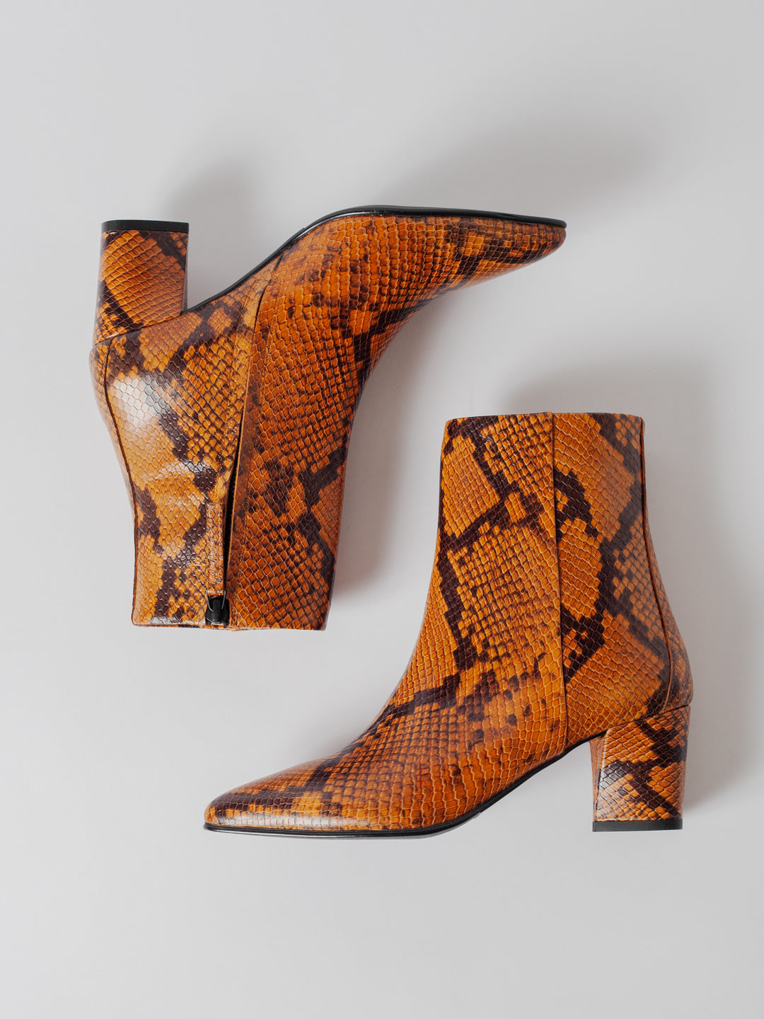 Blankens The Riverside Boot Serpent, Reptile embossed calf leather. Serpent embossed leather. Fall Winter boot. Pointy toe