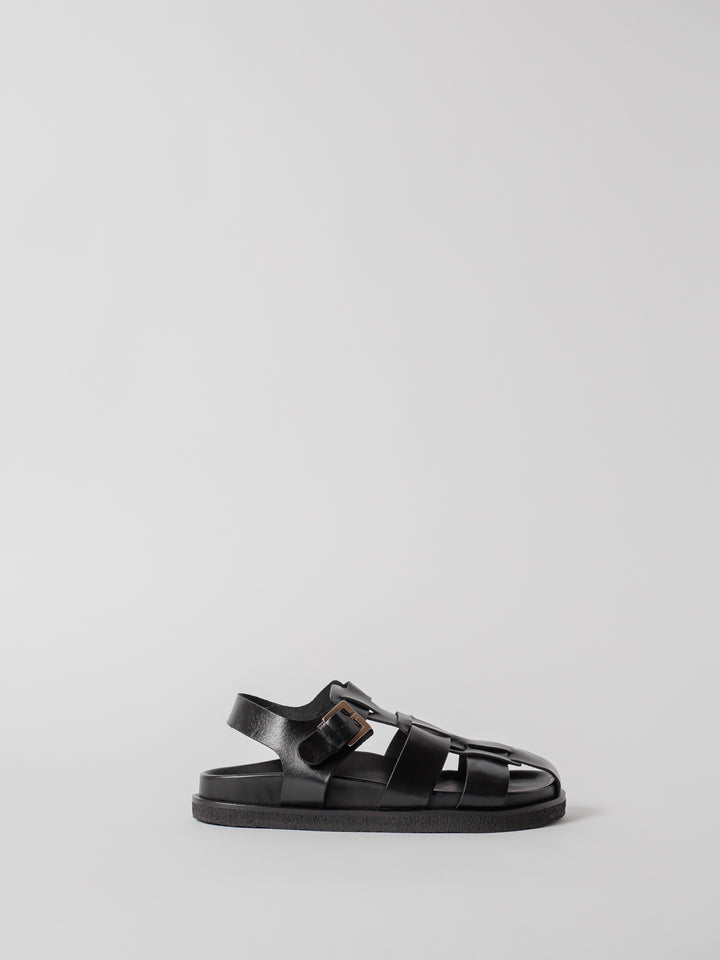 Blankens Sanremo Sempre black leather sandal. Made in Europe. Summer sandal.