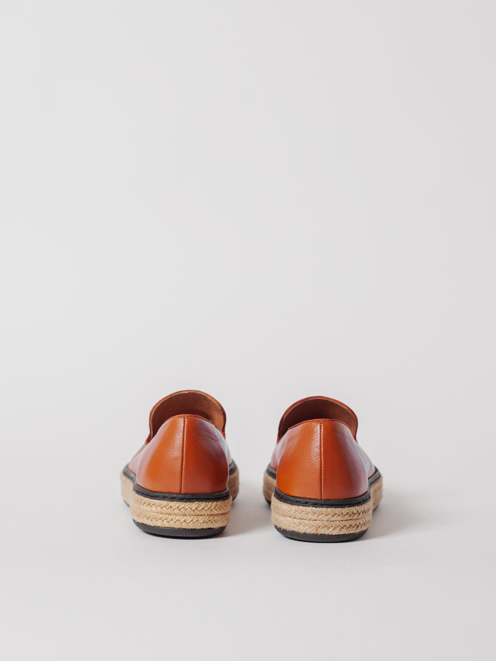 Blankens espadrill The Capri Umber in brown leather braided sole