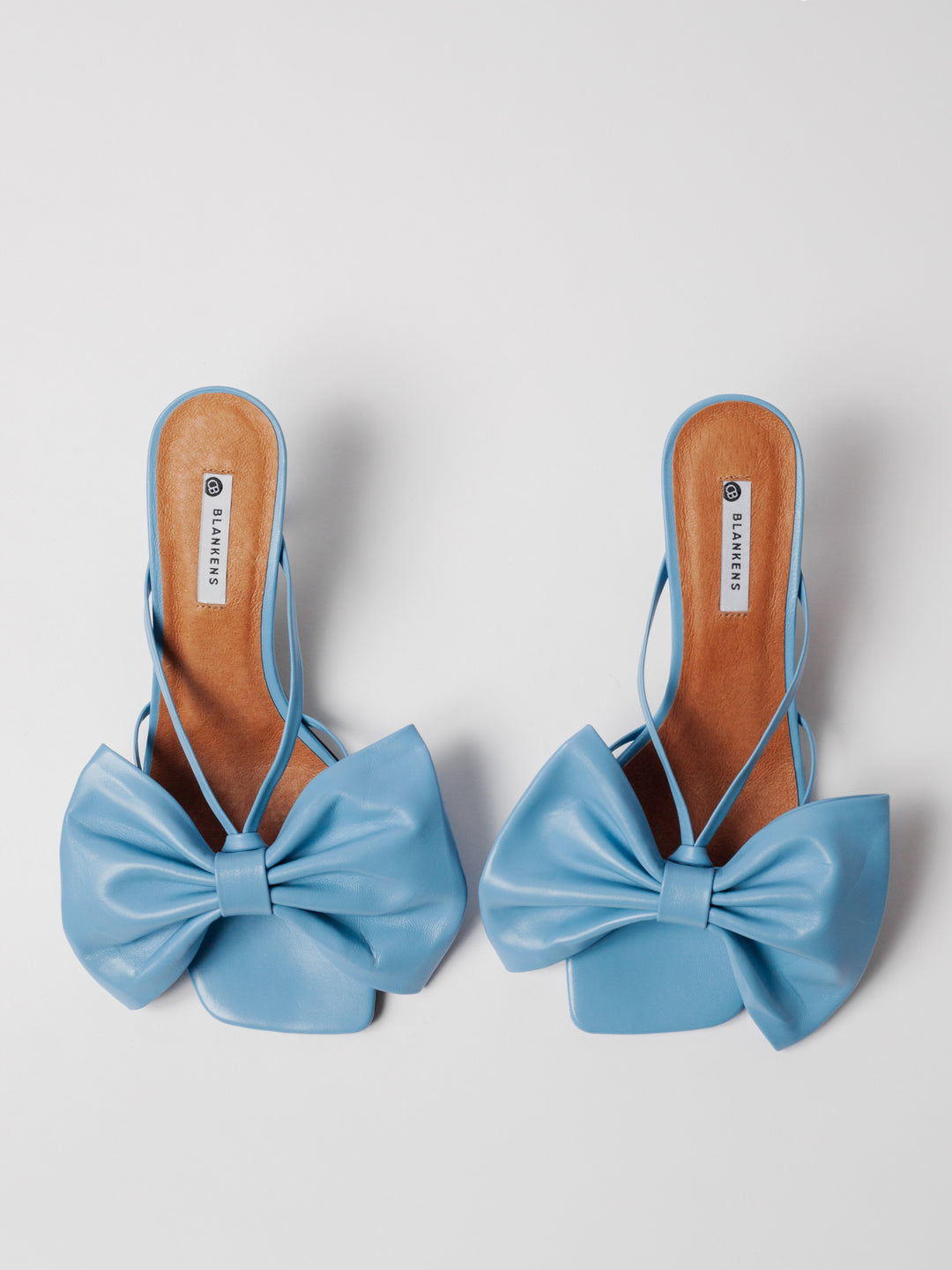 Blankens The Jennie Baby Blue Bow heeled sandal with bow in blue