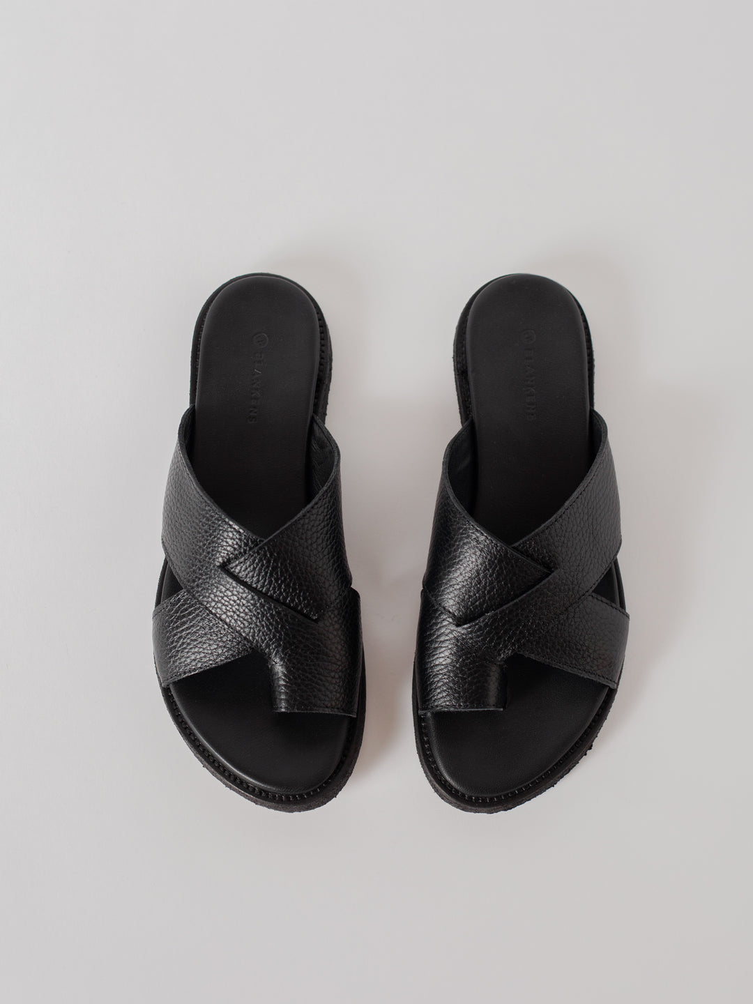 Blankens The Mette Eco black leather sandals with toe detail