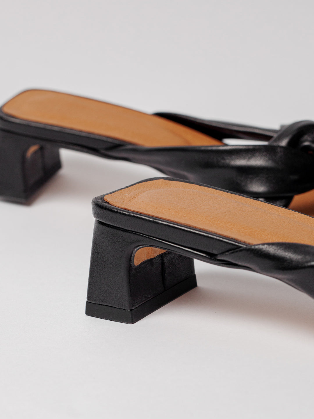 Blankens black leather heel sandal The Kajsa. Produced  in Europe.