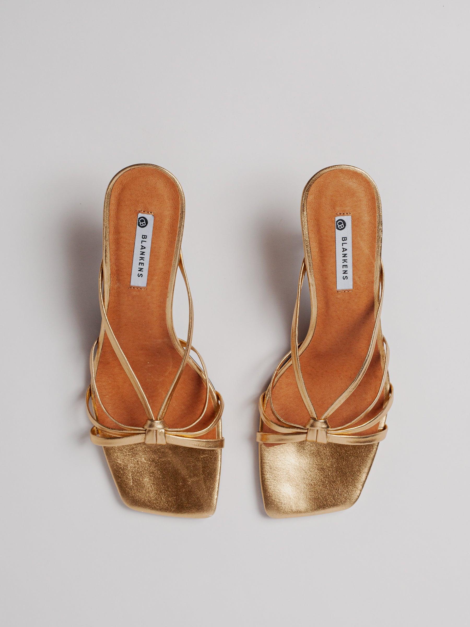 Blankens The Jennie Gold leather heels