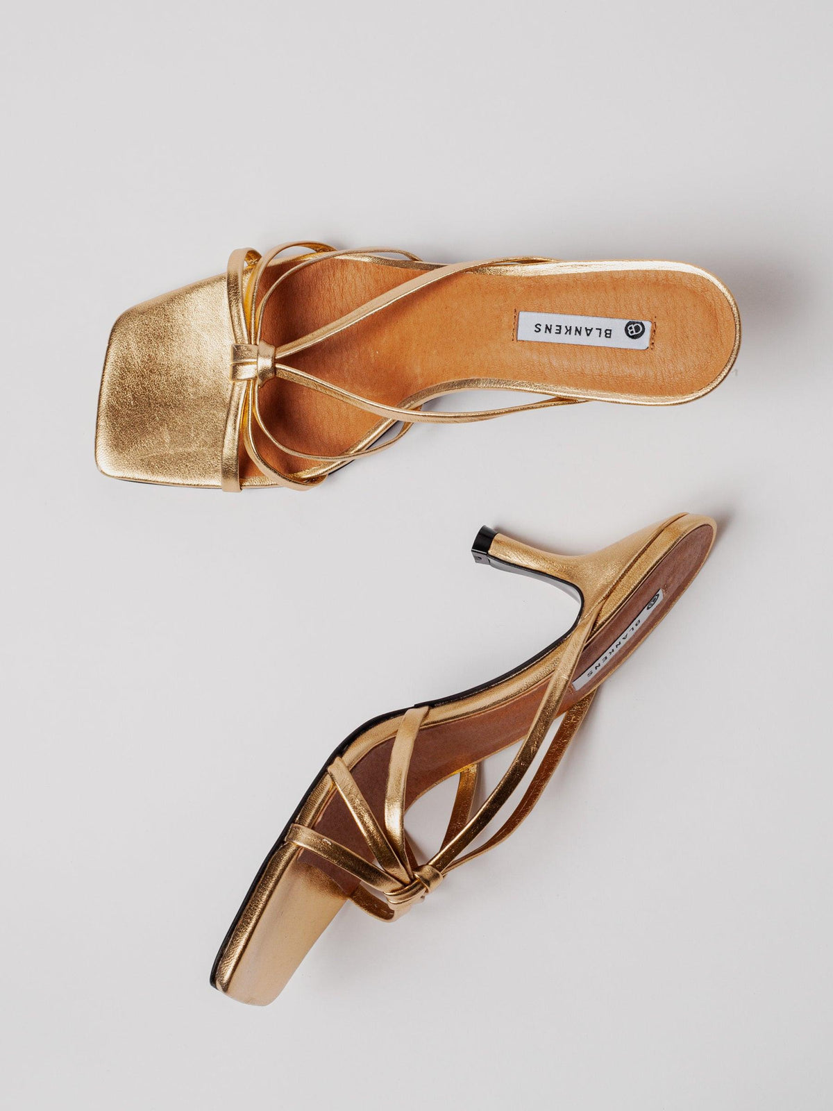 Blankens The Jennie Gold leather heels