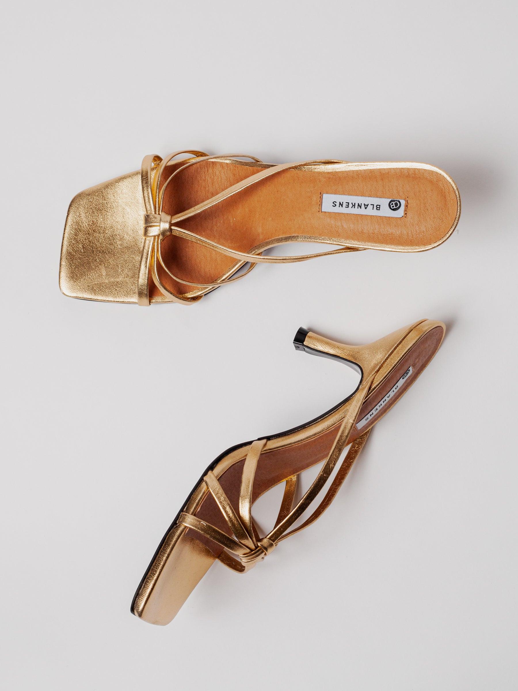 Blankens The Jennie Gold leather heels