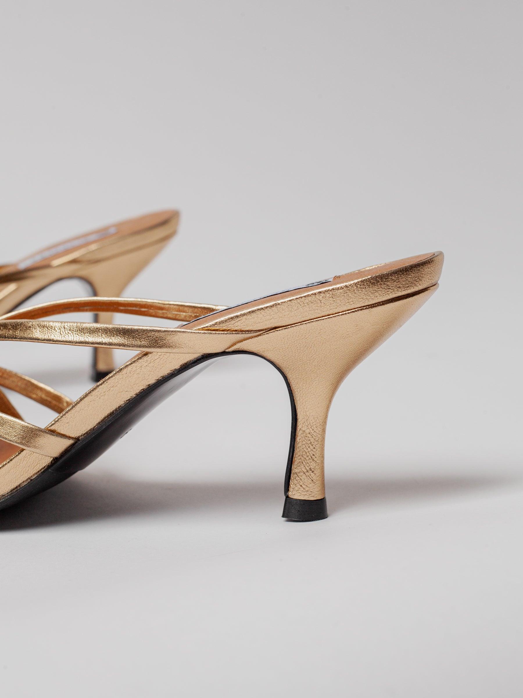 Blankens The Jennie Gold leather heels