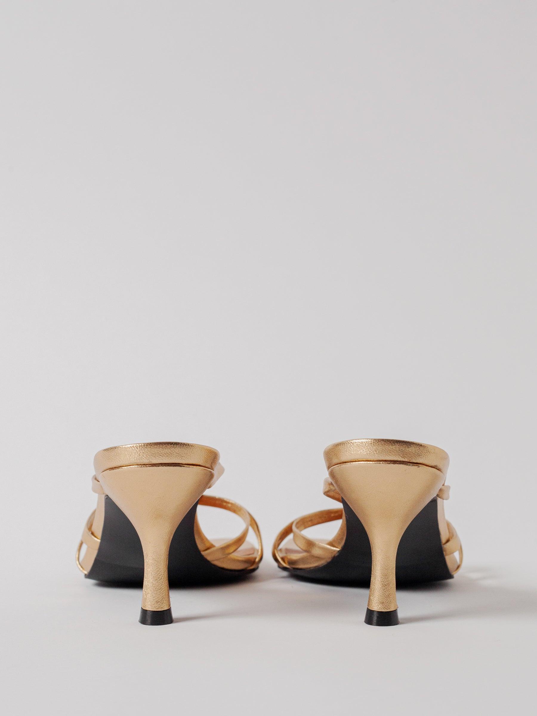 Blankens The Jennie Gold leather heels