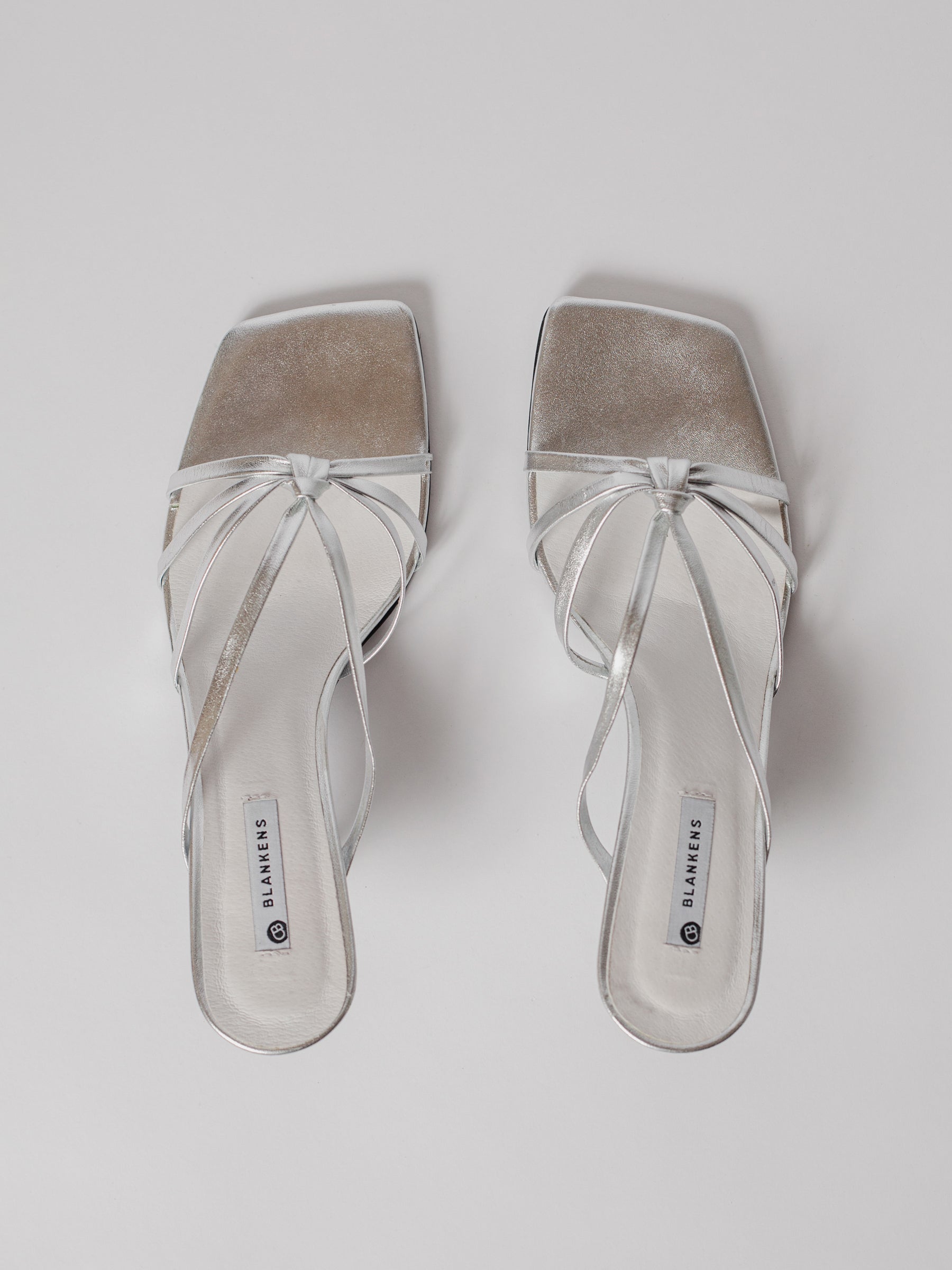 Blankens The Jennie Silver heeled sandal in silver leather
