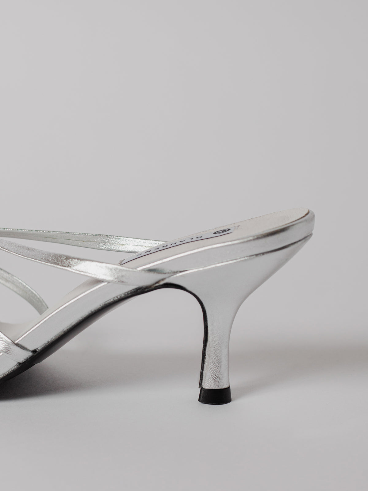 Blankens The Jennie Silver heeled sandal in silver leather