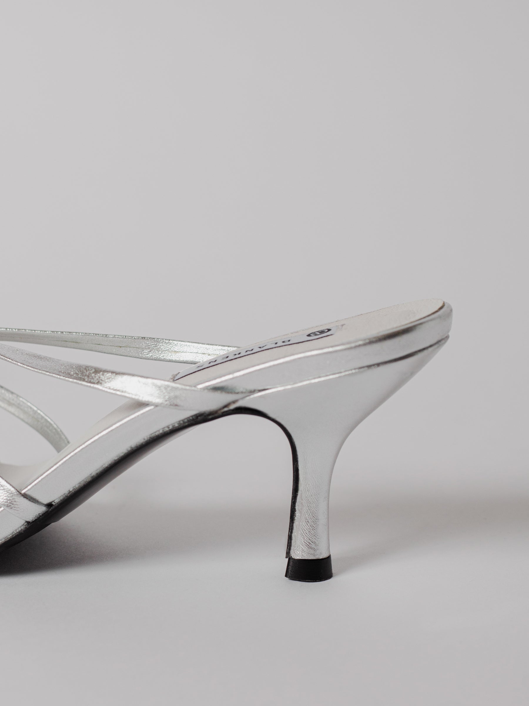 Blankens The Jennie Silver heeled sandal in silver leather