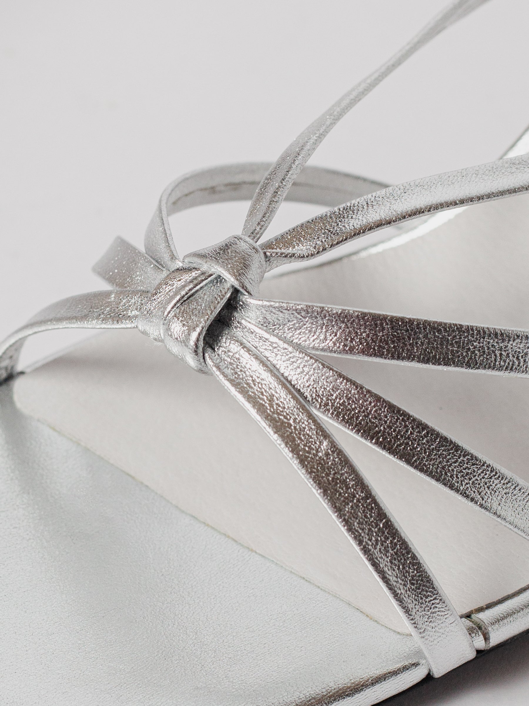 Blankens silver leather heel sandal The Jennie. Produced in Europe.