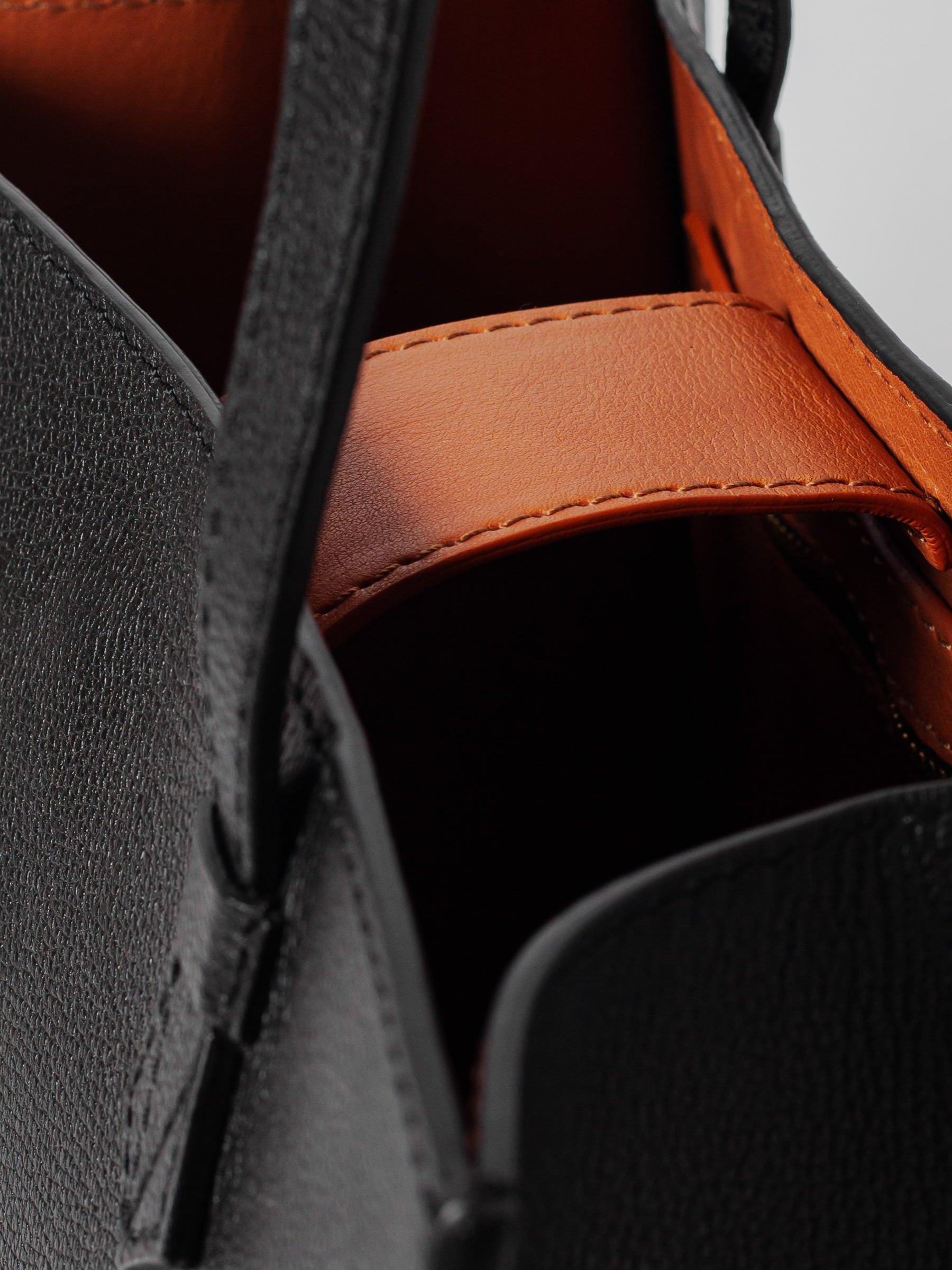 Blankens The Martha Terracotta Lining leather bag in black with terracotta lining