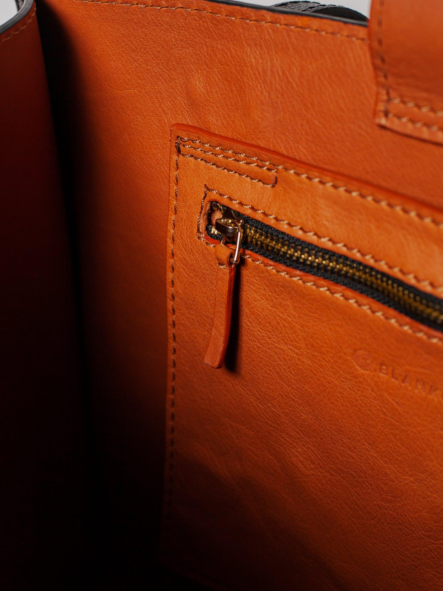 Blankens The Martha Terracotta Lining leather bag in black with terracotta lining