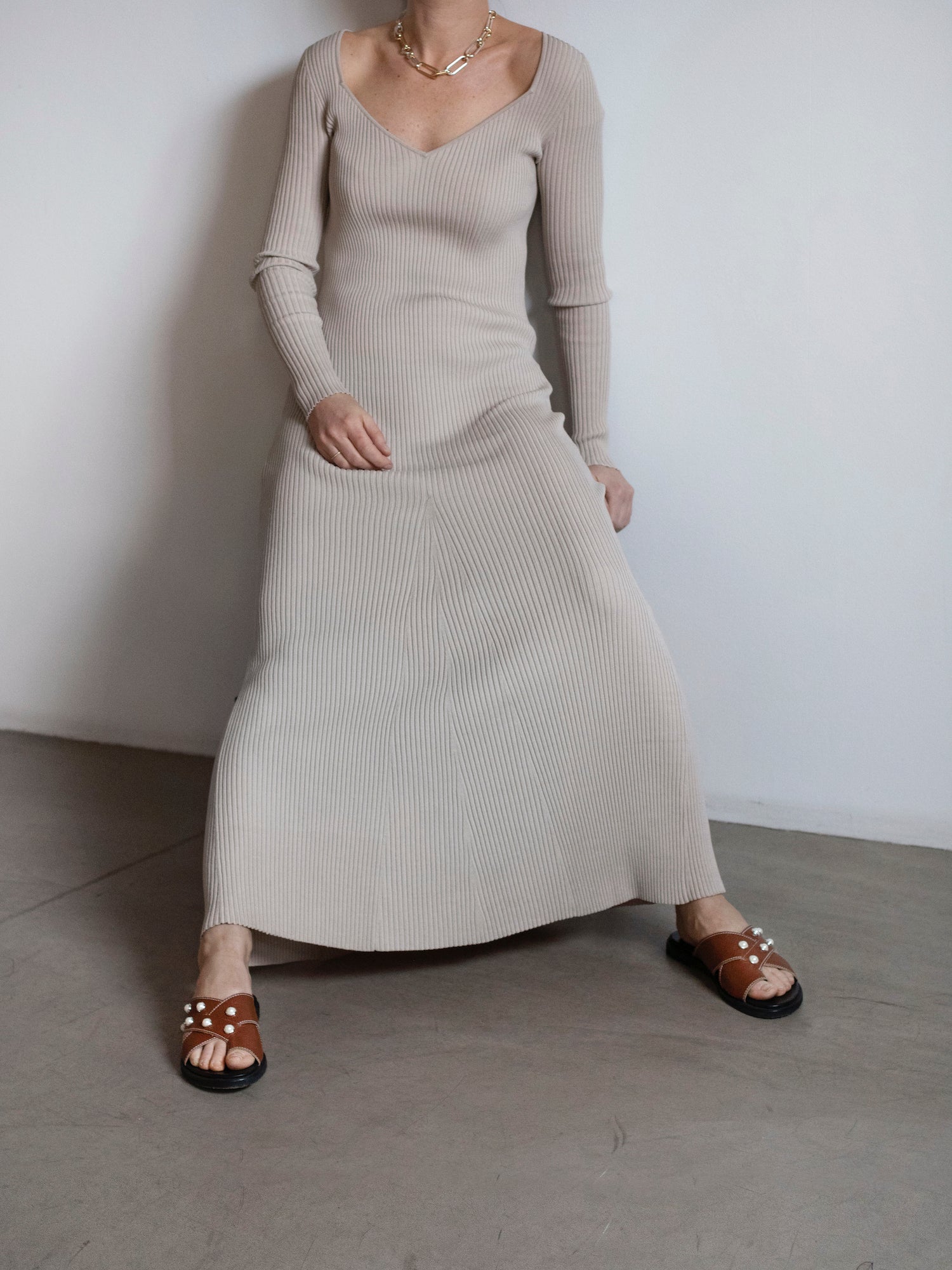 Blankens The Mette Brown Eco Leather With Pearls sandals