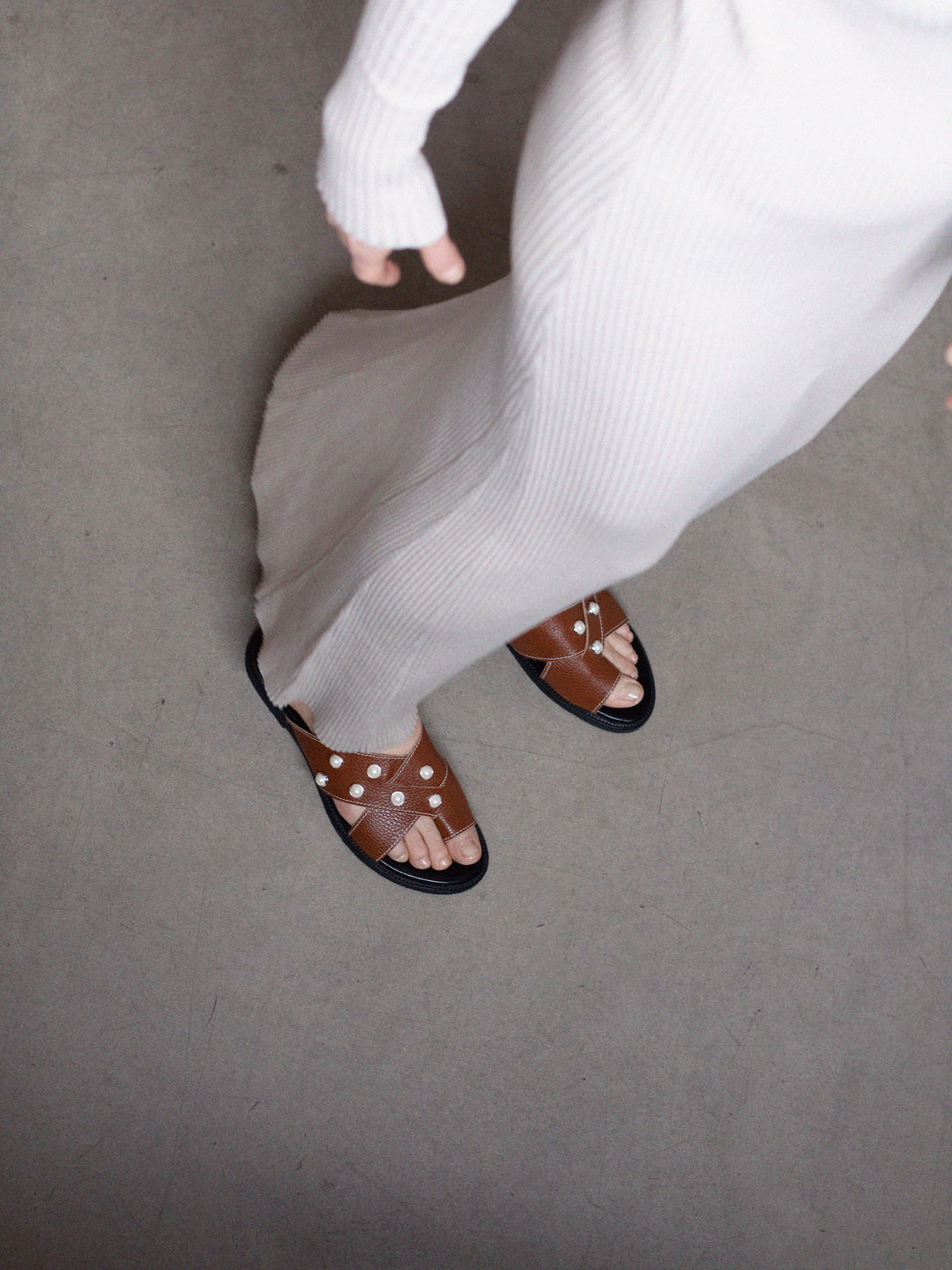 Blankens brown leather sandal The Mette. Made in Europe chrome-free.